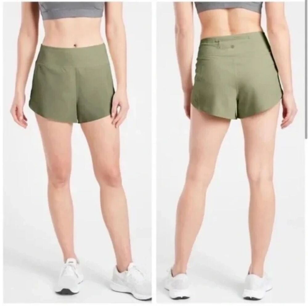 Athleta Run With It Shorts Green Size XL Athletic & Lightweight